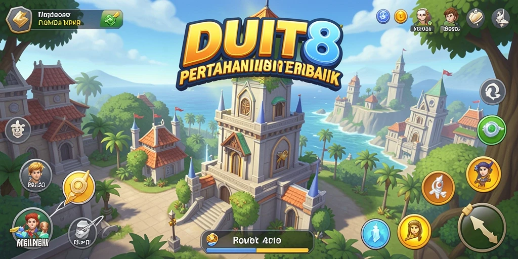 Tampilan gameplay seru DUIT8 dengan menara pertahanan yang strategis.
