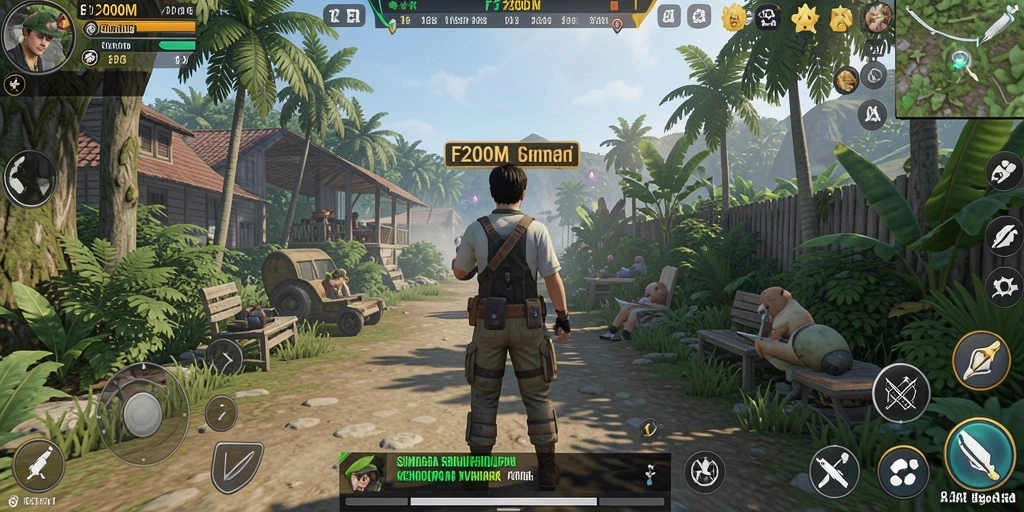 Tampilan gameplay menarik dalam F200M yang menunjukkan simulasi kehidupan.