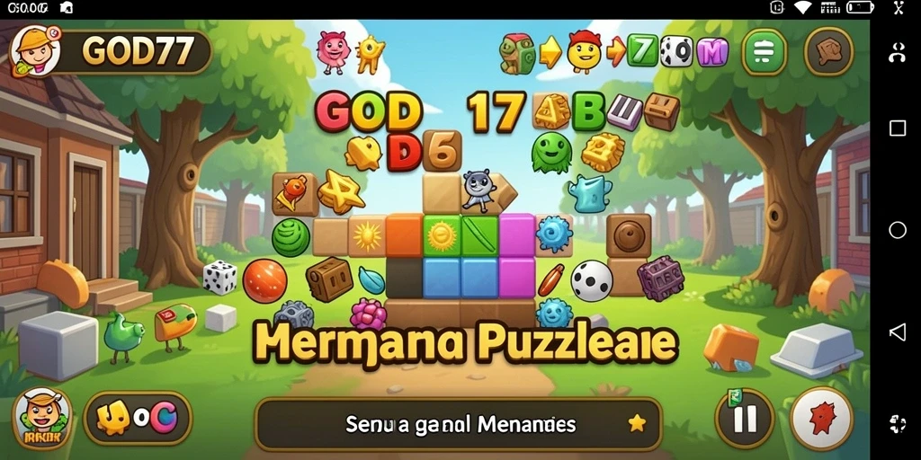Screenshot utama GOD77 menunjukkan gameplay puzzle yang menarik.