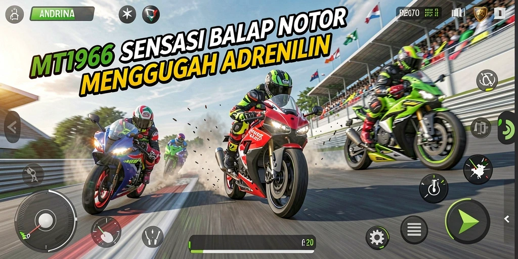 Gameplay seru di MT966 dengan balapan motor yang mendebarkan.