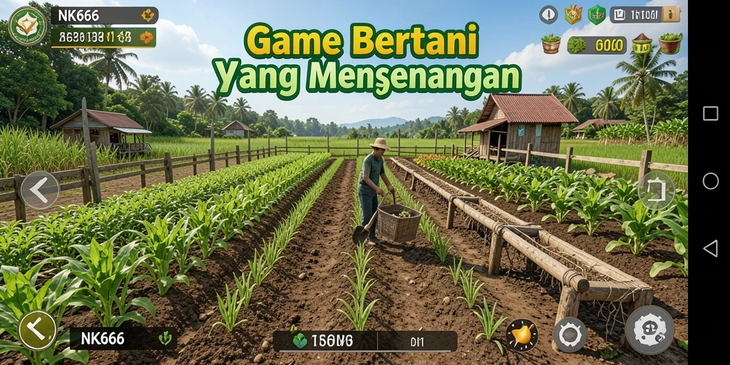 Screenshot utama NK666 menampilkan keseruan gameplay bertani.