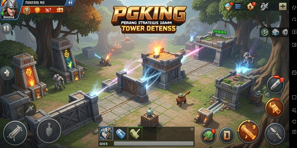 Tangkapan layar PGKING menunjukkan aksi seru dari permainan Tower Defense.