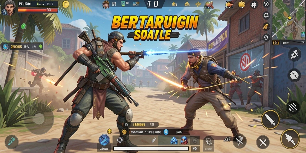 Tampilan gameplay PPHOKI dengan aksi seru di arena Battle Royale.