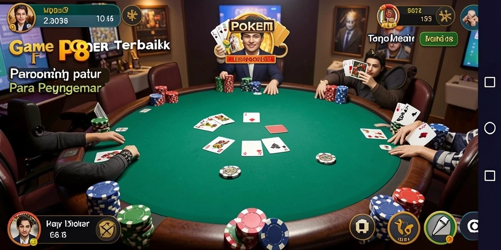 Tampilan gameplay Poker yang mendebarkan di RP8.