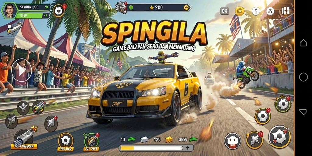 Tampilan gameplay SPINGILA yang seru dan mendebarkan.