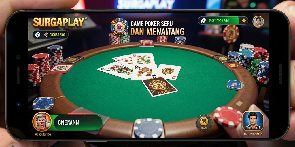 Tampilan menarik dari gameplay Poker di SURGAPLAY.