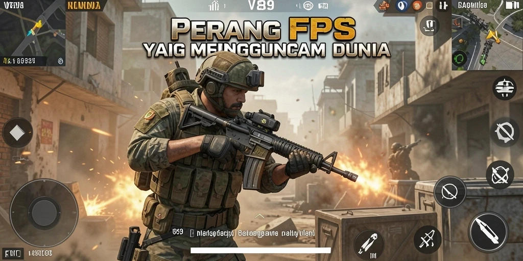 Tampilan mendebarkan dari pertempuran dalam <strong>V89</strong> dengan aksi FPS yang menegangkan.
